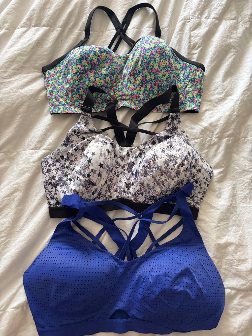 VSX Floral, Star Print and Blue Strappy Sports Bras